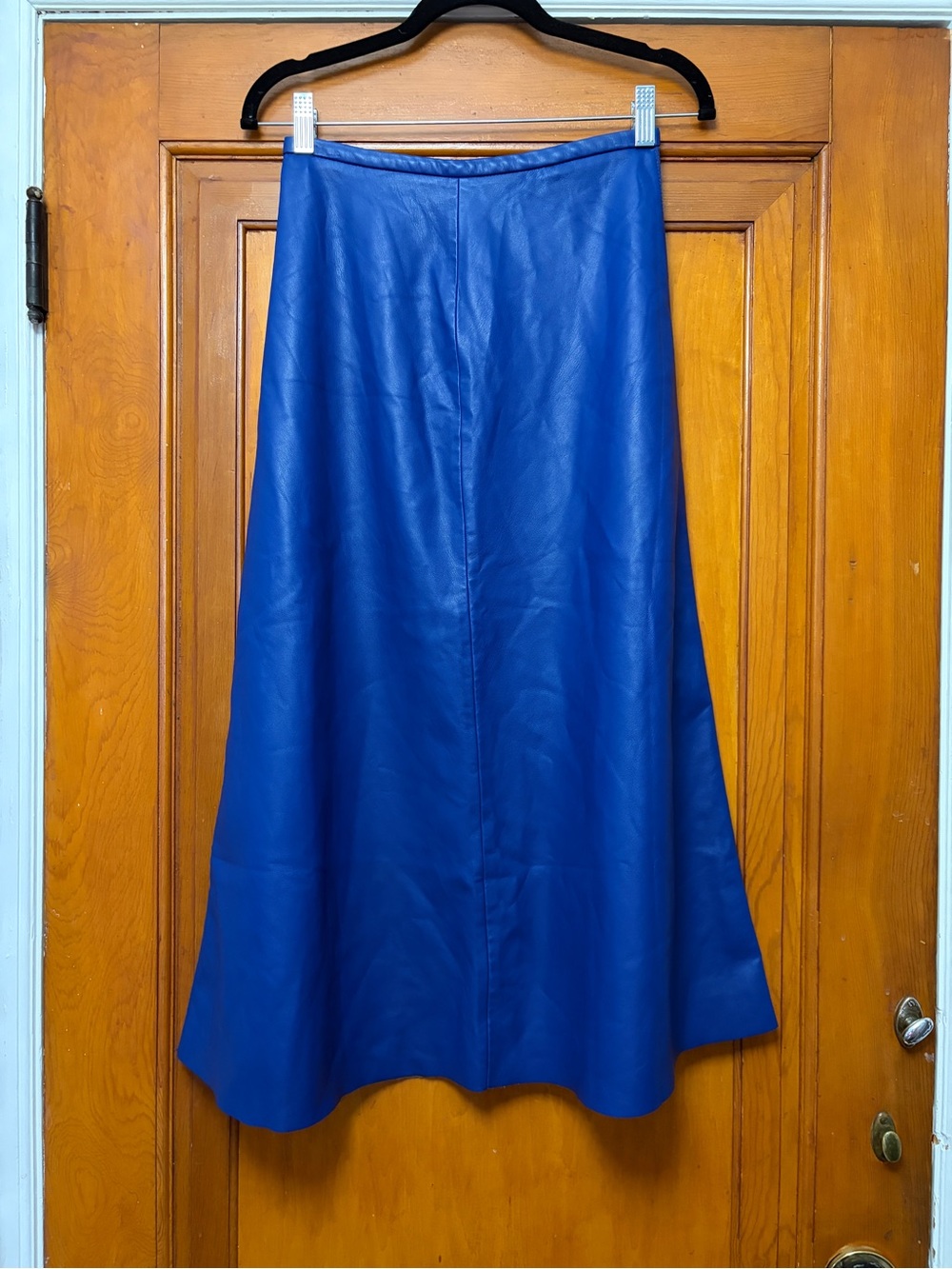 Zara Royal Blue Faux Leather midi Skirt